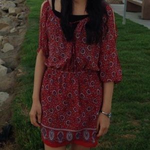 Bohemian Print Summer Mini Dress.